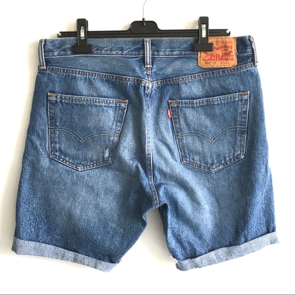 LEVI’S 501 CT Mid-Length Cut Off Denim Shorts Blue